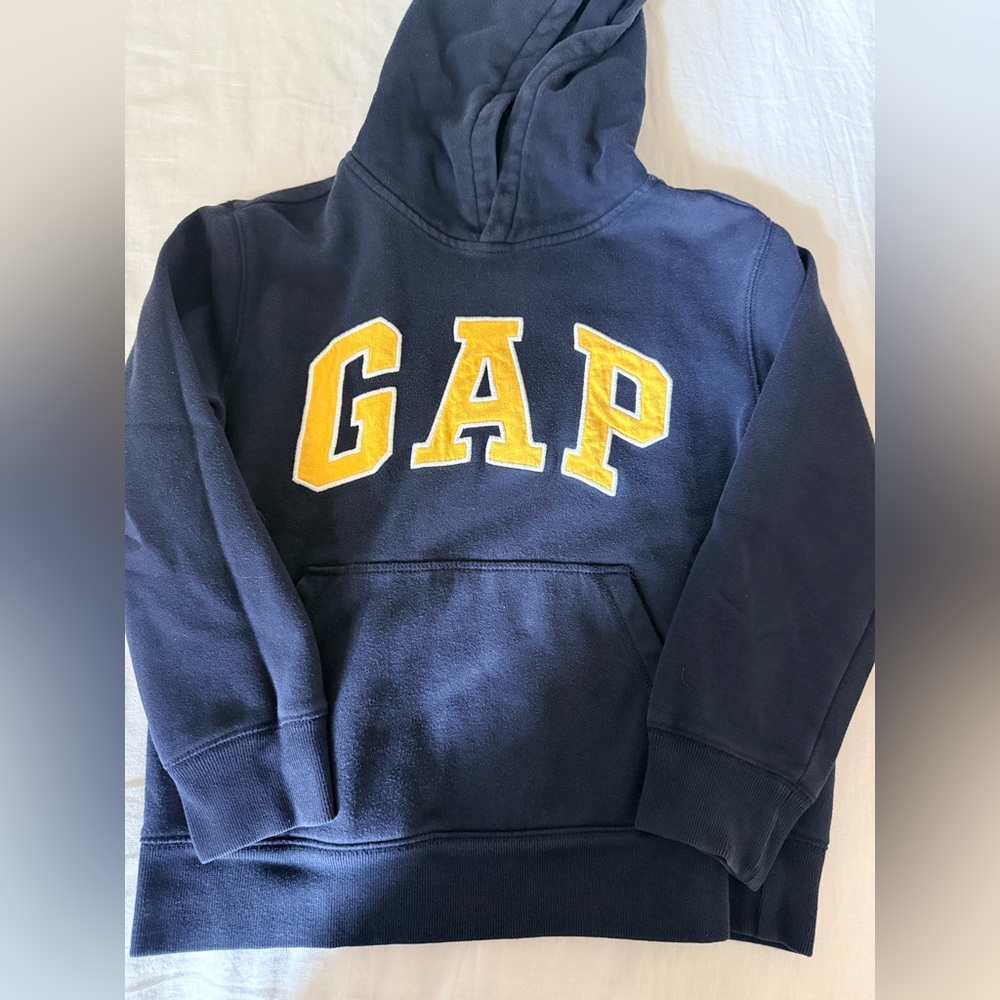 GAP Kids Dark Blue Hoodie with Yellow Logo